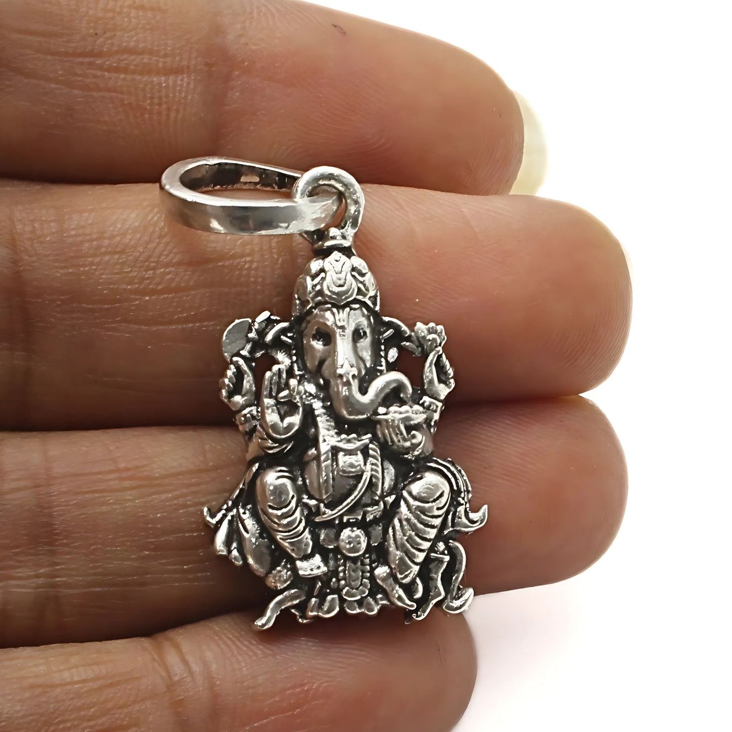 925 Real Sterling Silver Lord Ganesha Pendant