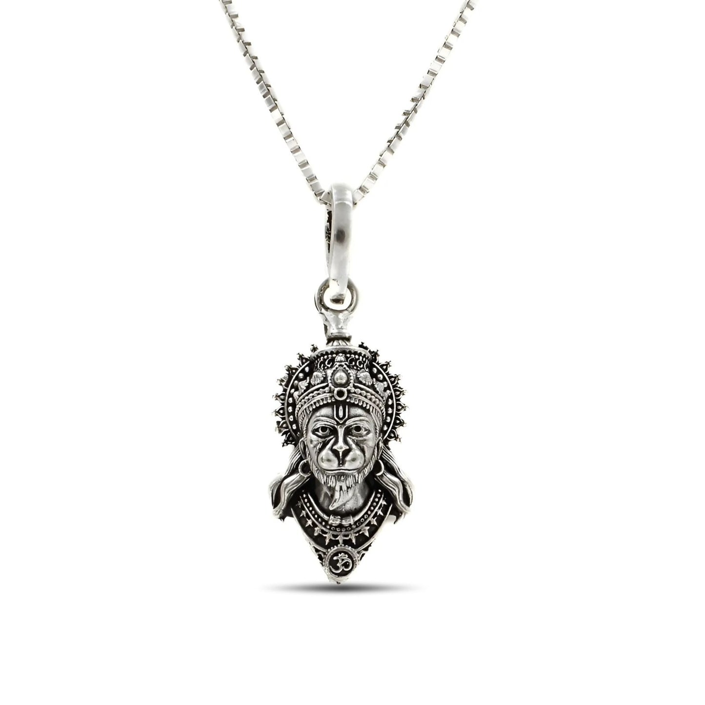 925 Real Sterling Silver Lord Hanuman Divine Pendant
