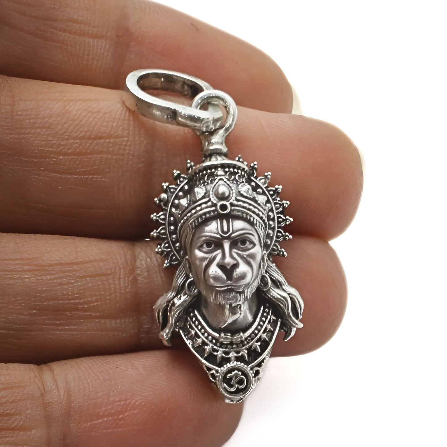 925 Real Sterling Silver Lord Hanuman Divine Pendant
