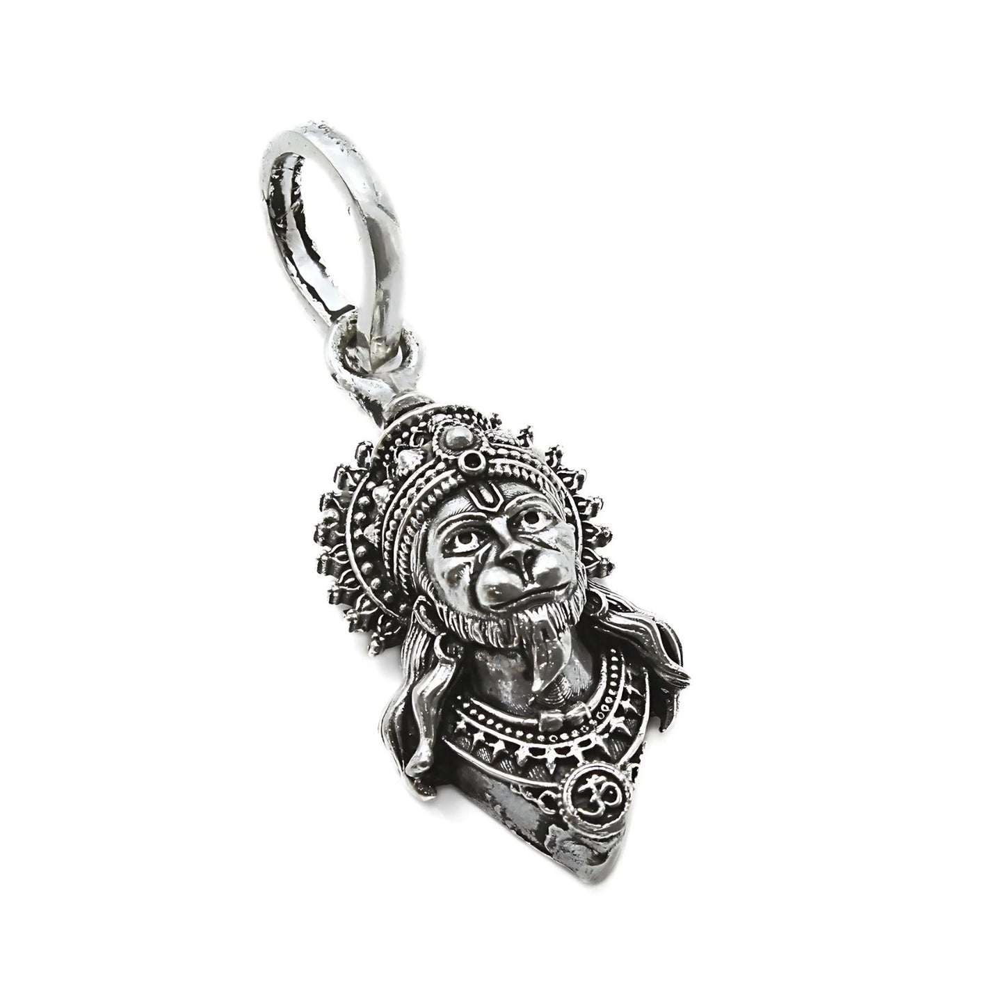 925 Real Sterling Silver Lord Hanuman Divine Pendant