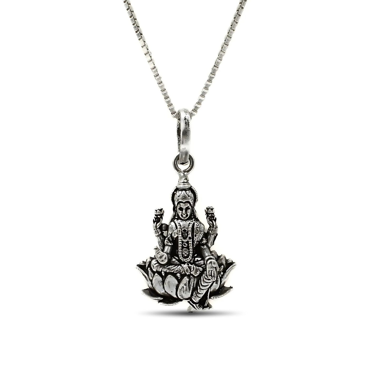 925 Real Sterling Silver Goddess Lakshmi Pendant