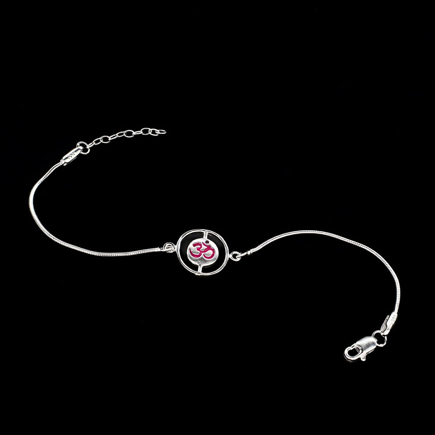 Unique Real Silver Bracelet handmade Om Rakhi 8"