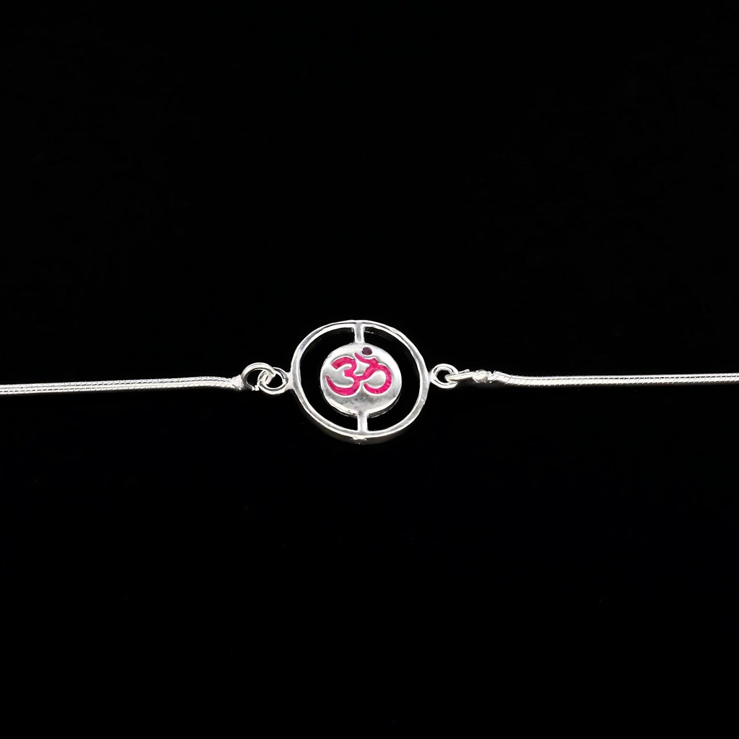 Unique Real Silver Bracelet handmade Om Rakhi 8"