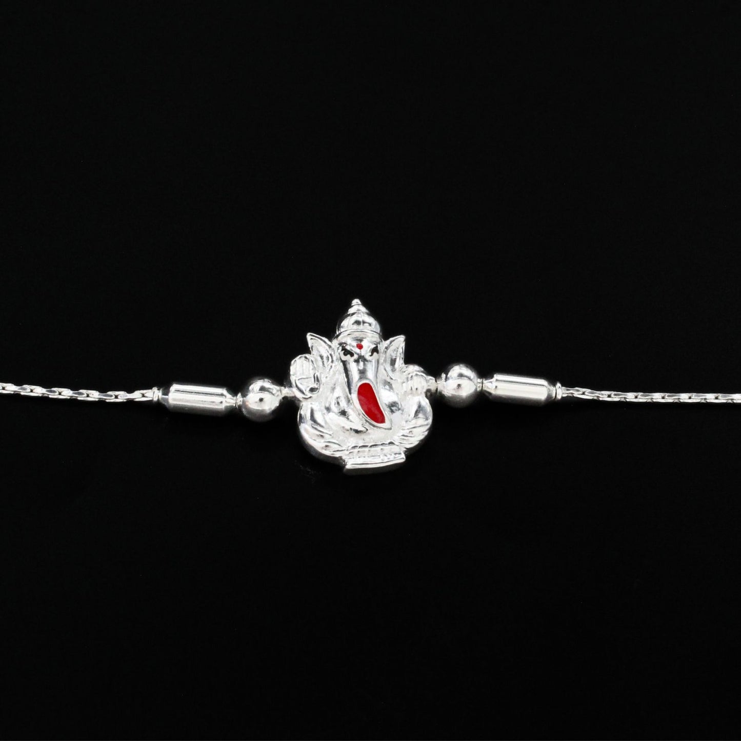 925 Real Sterling Silver Bracelet Ganesha Rakhi 7.5"