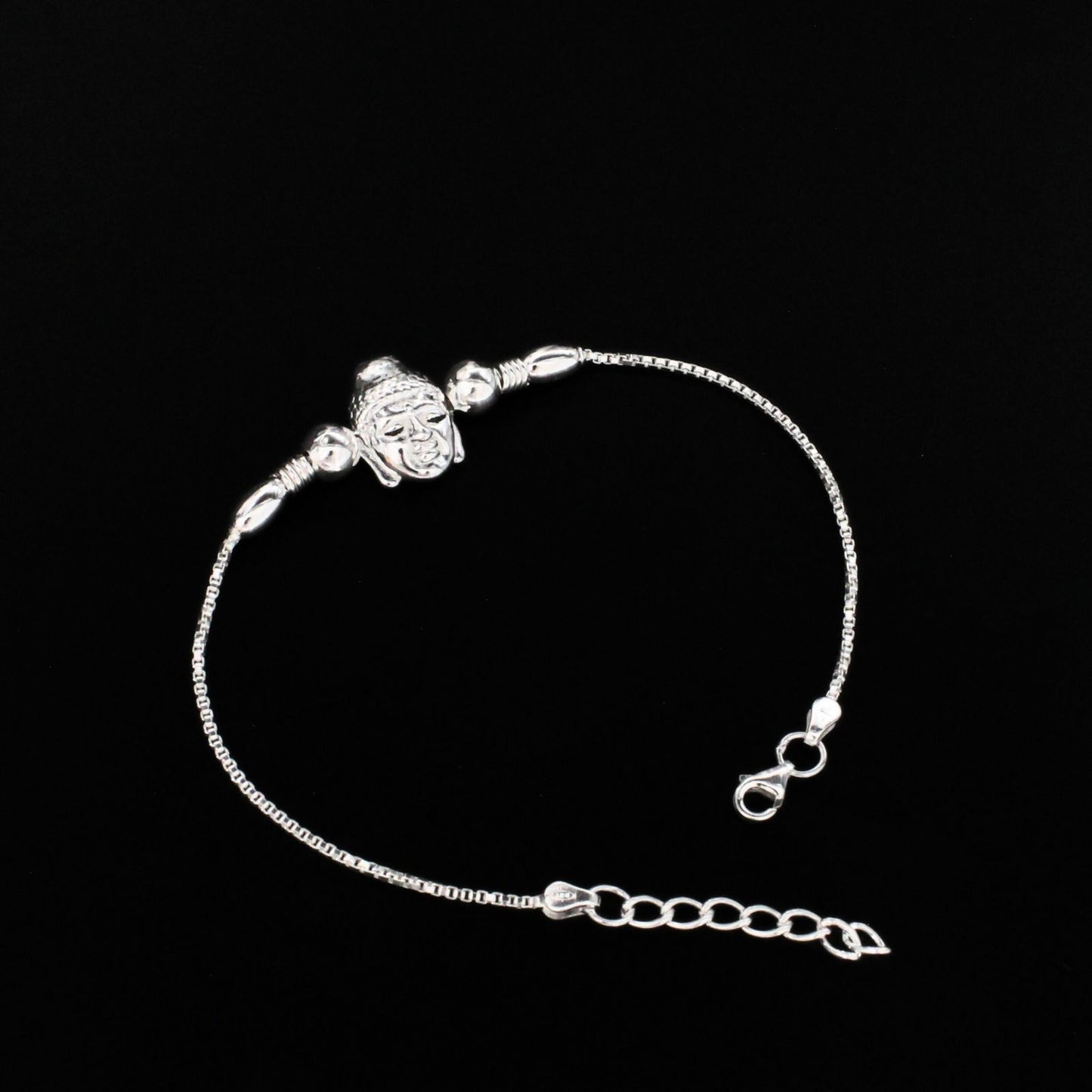 925 Real Silver Bracelet Budha Rakhi 7.5"