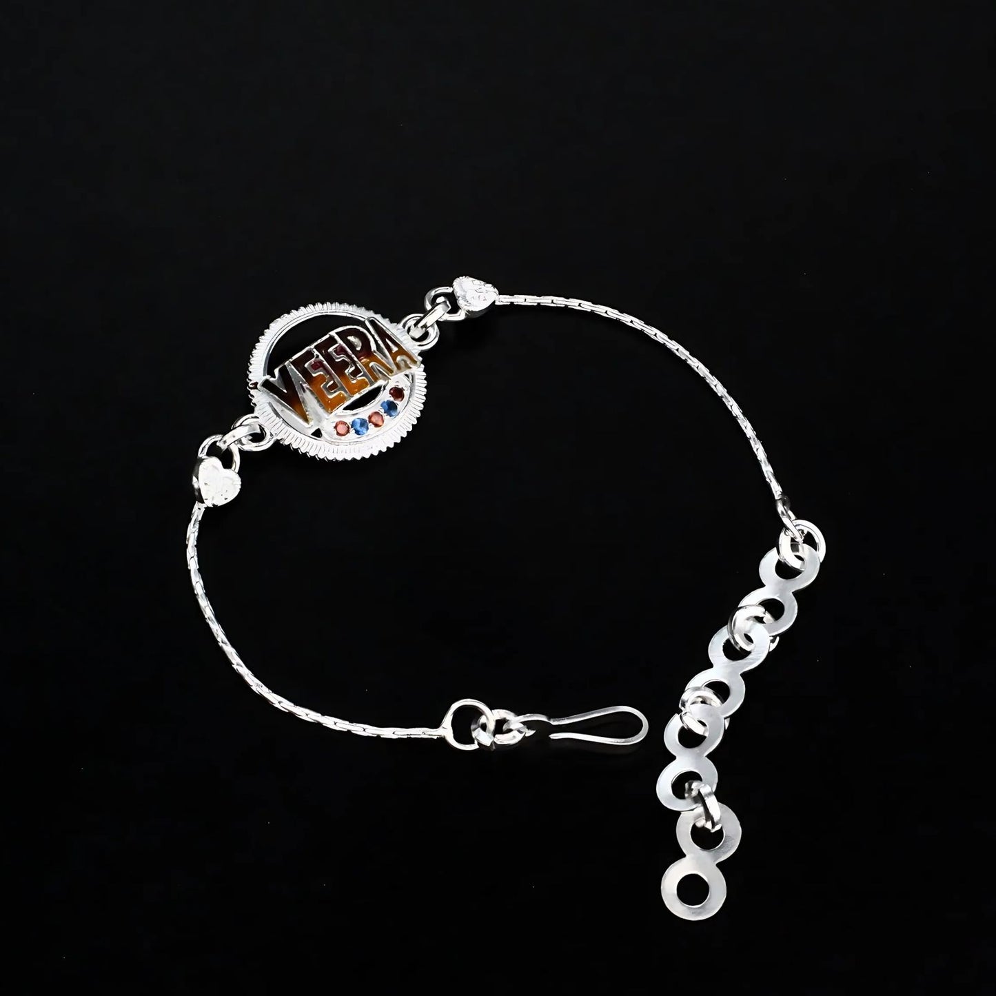 Trendy Real Silver CZ Bracelet Veera Rakhi 6"
