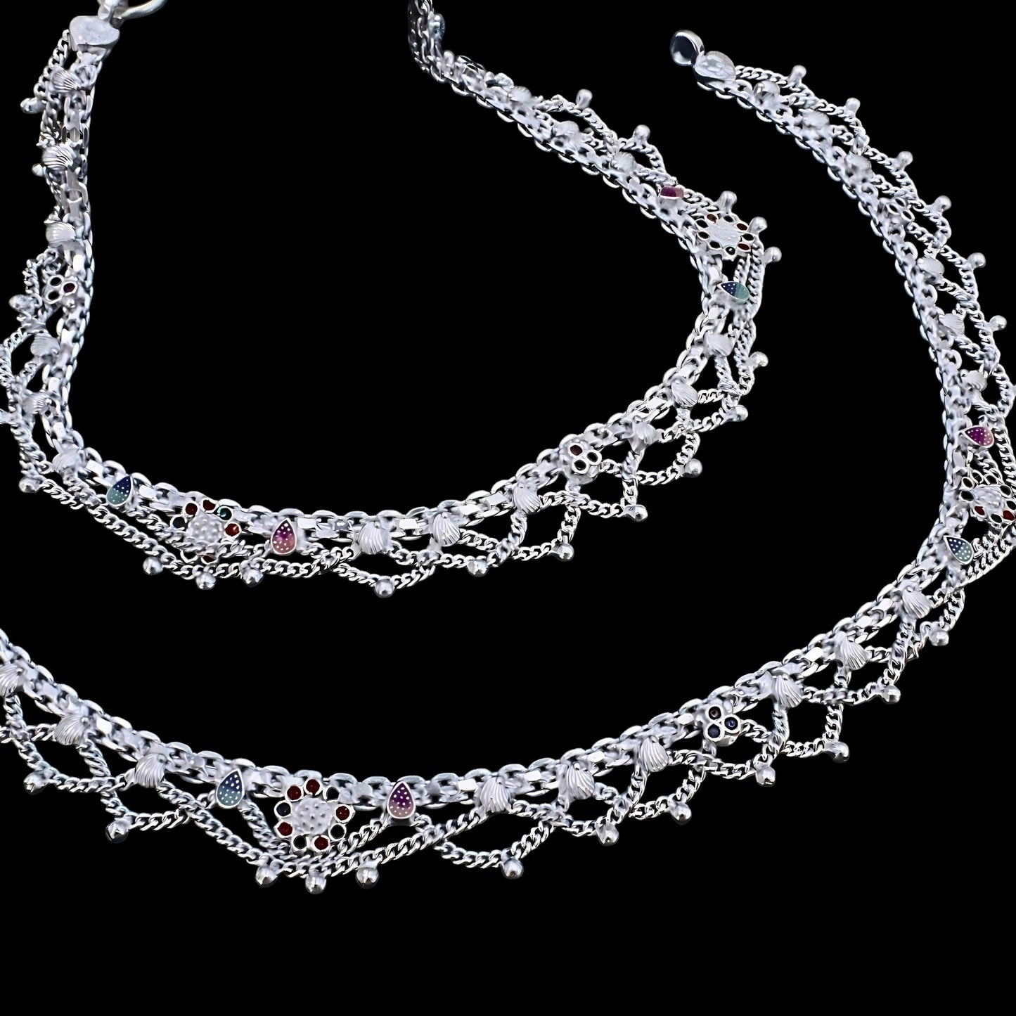 Real Silver Wedding Anklet with Jhallar Style Jhanjhar