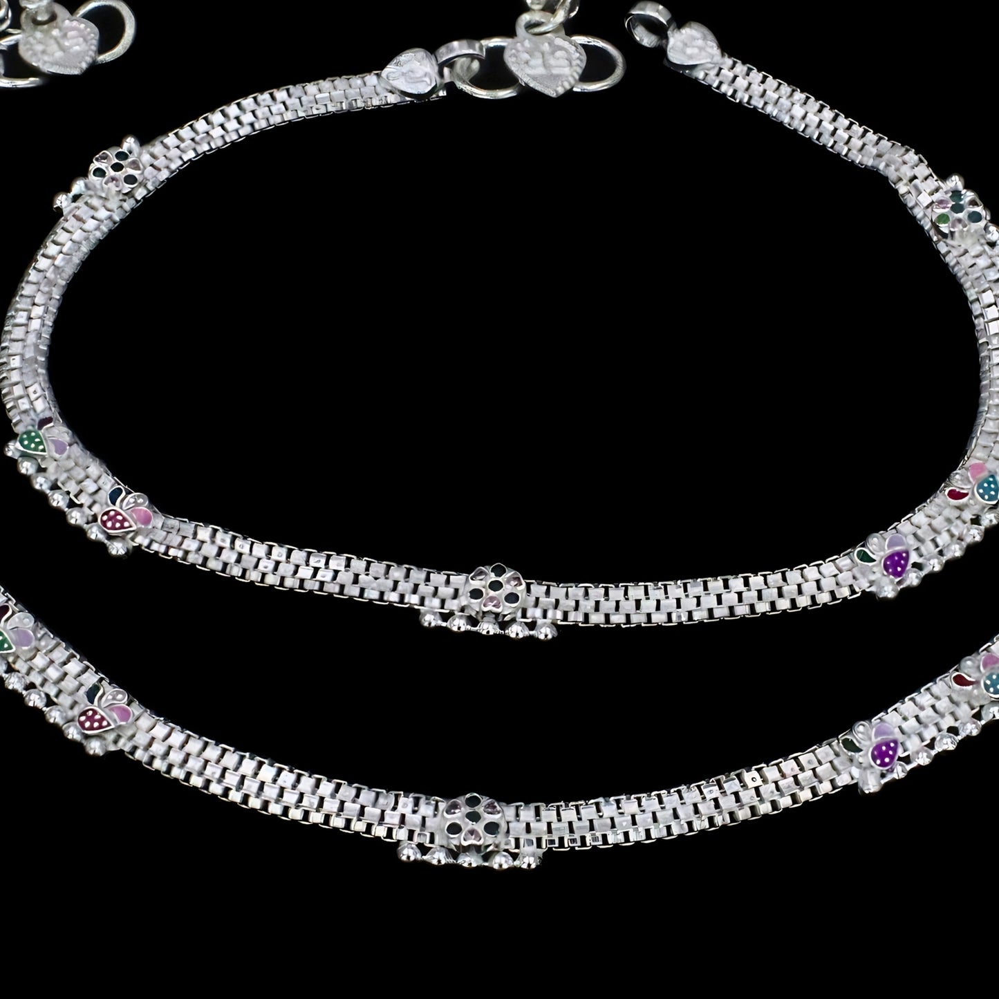 Real Silver Floral Work women Anklet - Chandi ki Payal