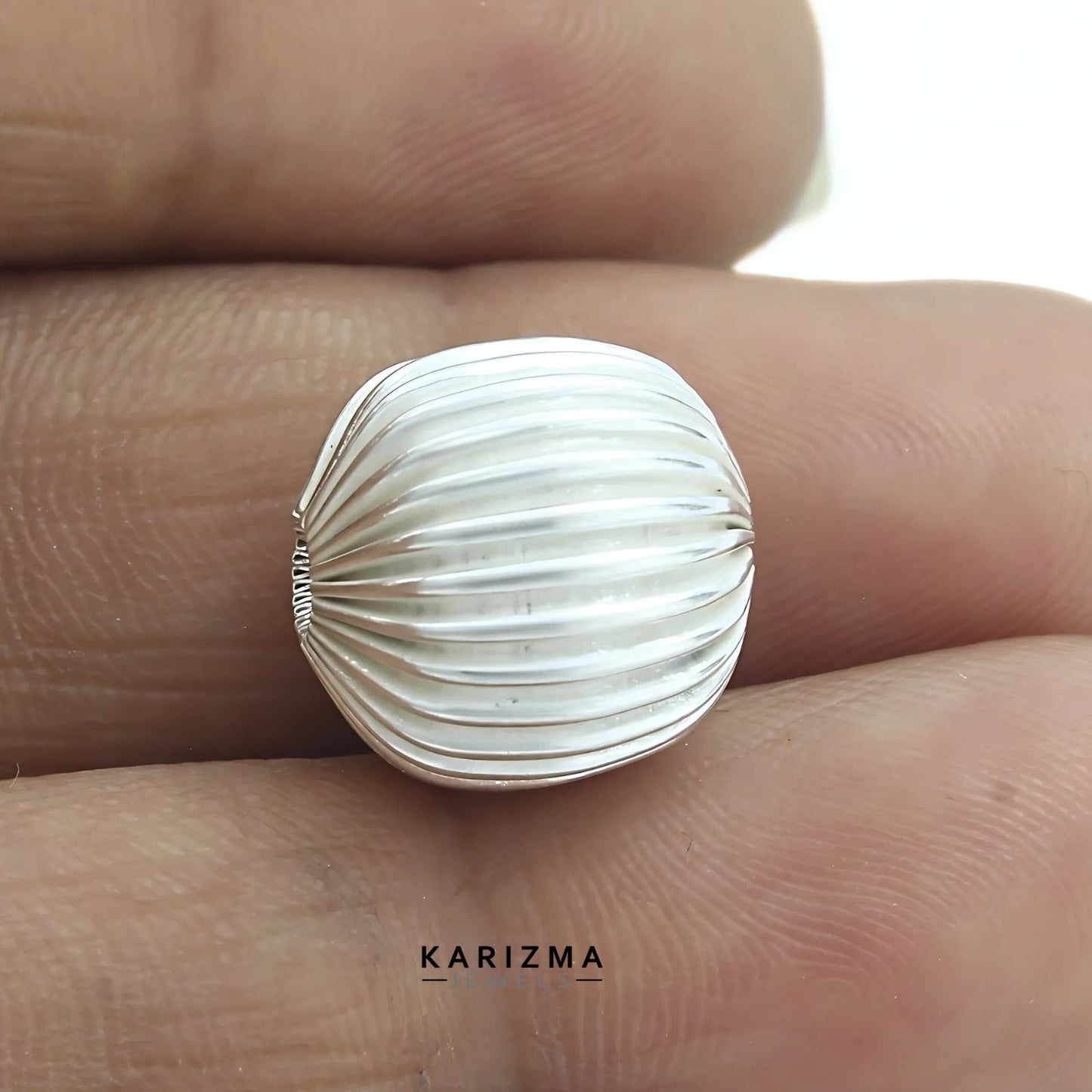 Real Sterling Silver Corrugated Bead for Daily use
