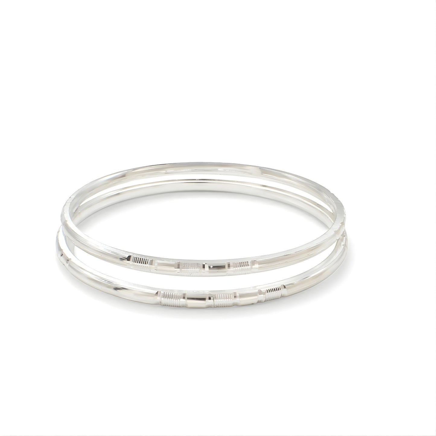 999 Pure Silver women daily wear Bangles Bracelet (Kangan) Pair - 5.7 CM
