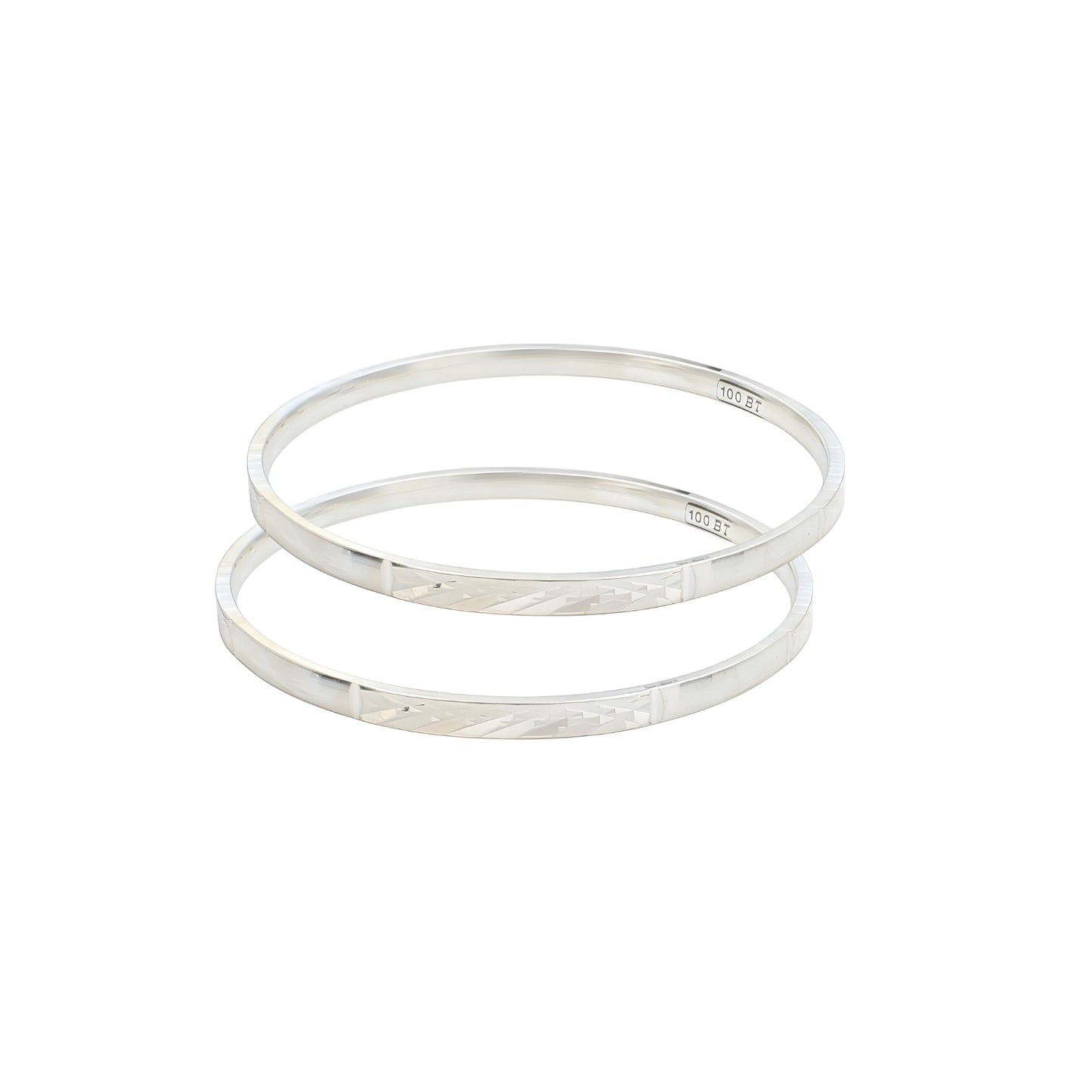 Trendy 999 Pure Silver Women Bangles Bracelet (Kangan) Pair - 5.8 CM