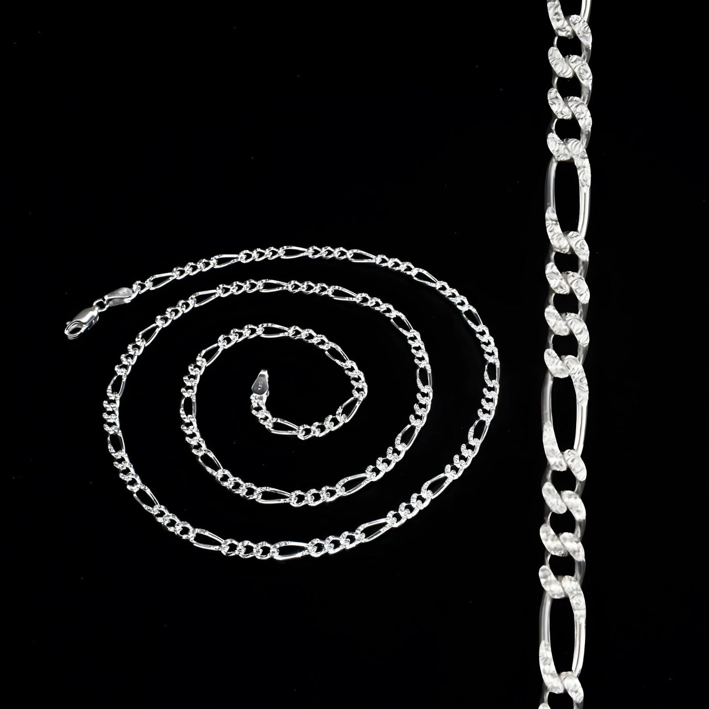925 Sterling Silver daily wear figaro link Neck chain 20"