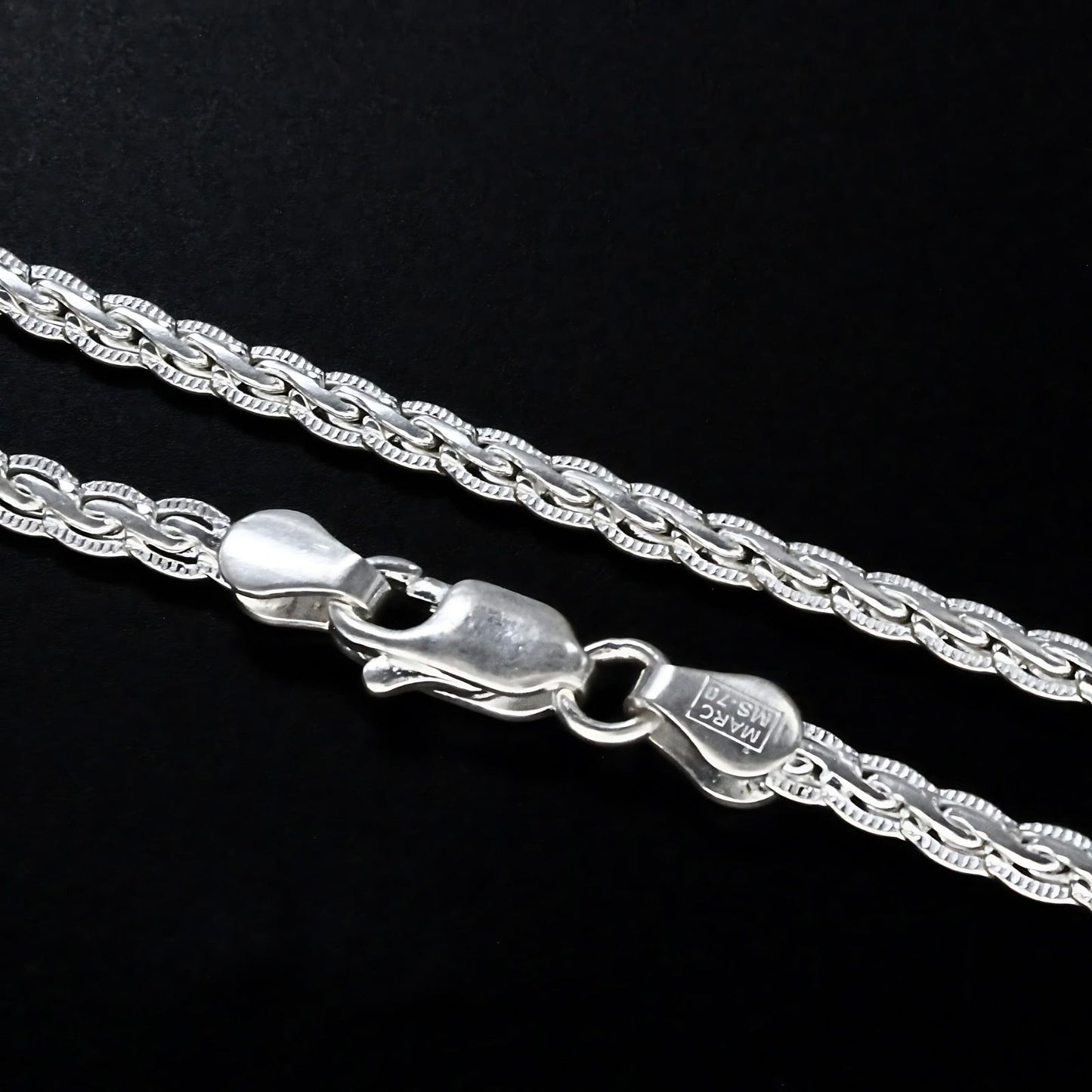 Real Silver unique rope design Neck chain 22"