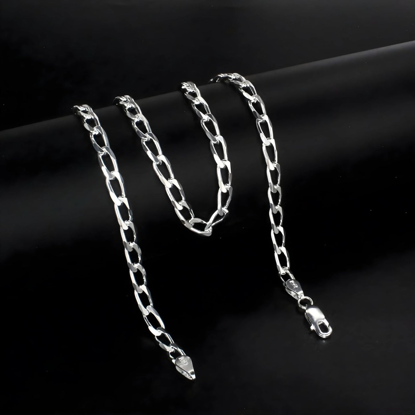 925 Sterling Silver Excellent spring ring clasps Curb Neck chain 20"