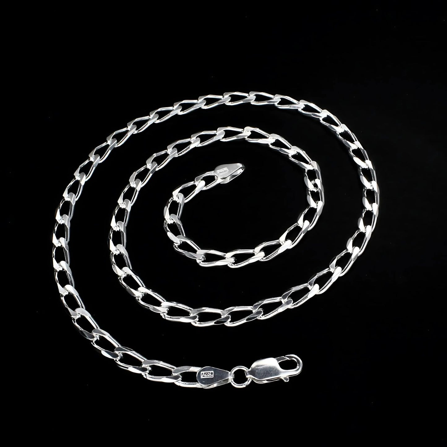 925 Sterling Silver Excellent spring ring clasps Curb Neck chain 20"