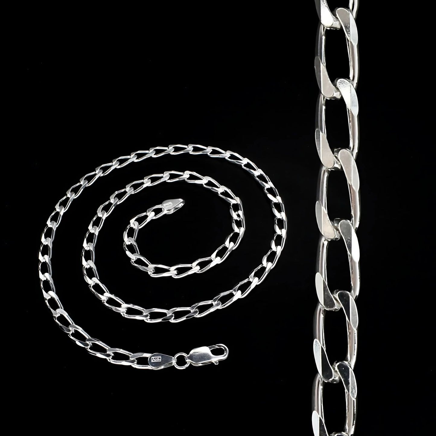 925 Sterling Silver Excellent spring ring clasps Curb Neck chain 20"