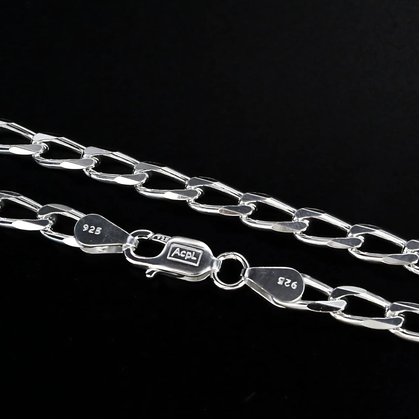 925 Sterling Silver Excellent spring ring clasps Curb Neck chain 20"