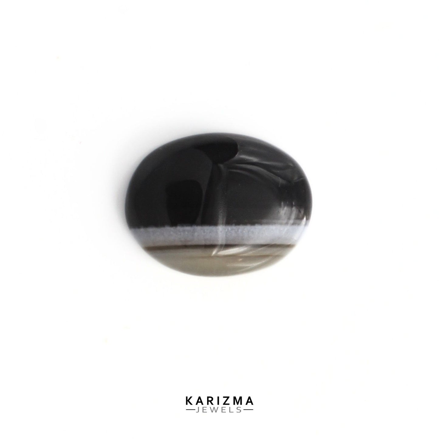 13.85Ct Natural Black and Grey Sulemani Hakik Oval Gemstone