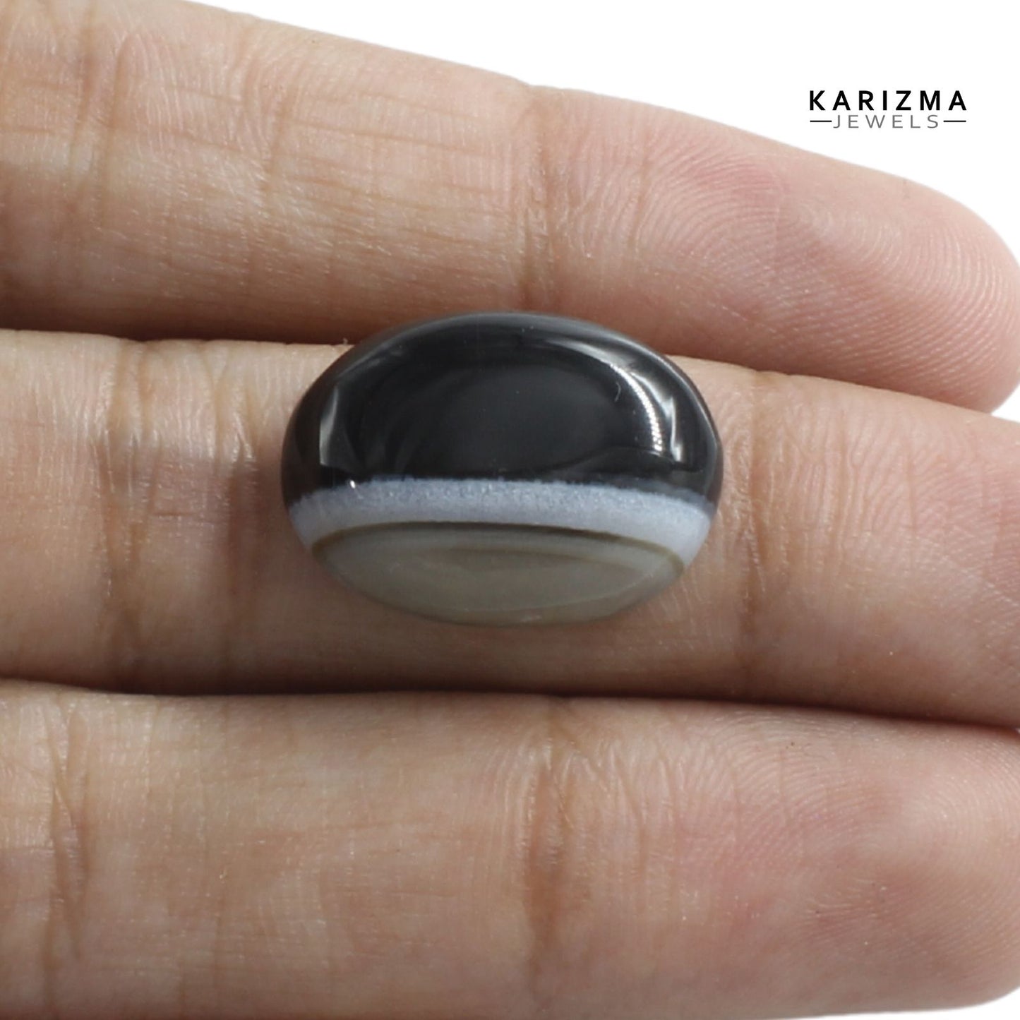 13.85Ct Natural Black and Grey Sulemani Hakik Oval Gemstone