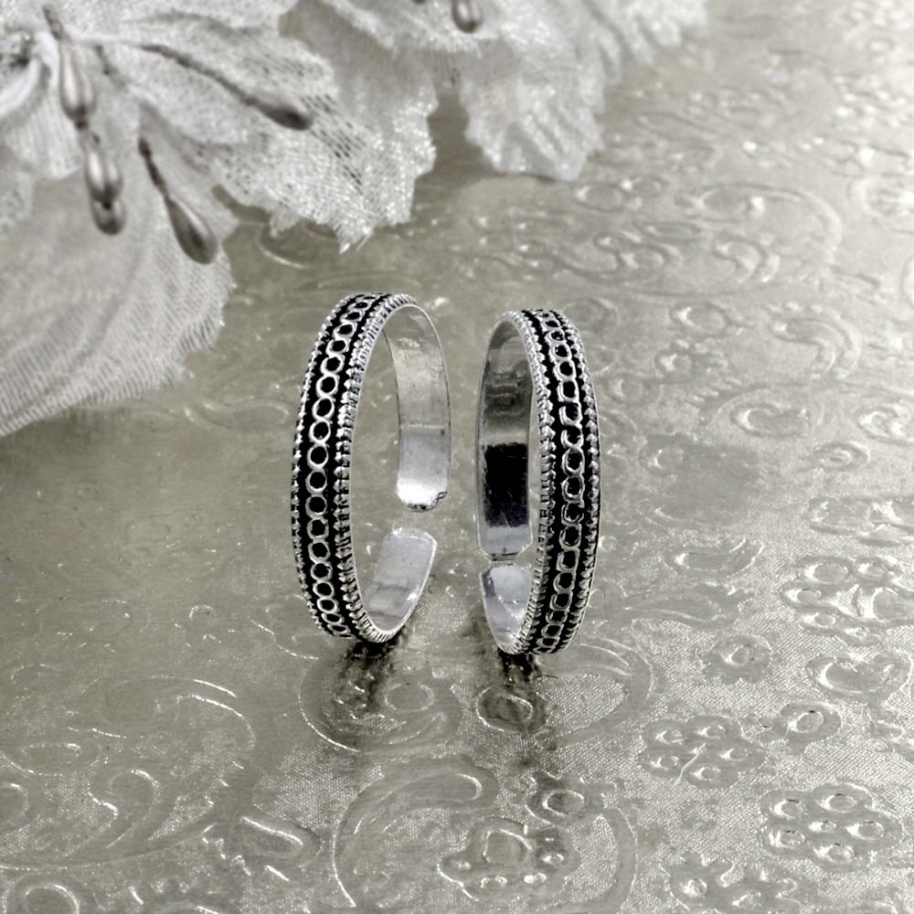 Real Sterling Silver Oxidized foot band Toe THUMB Rings- Pair