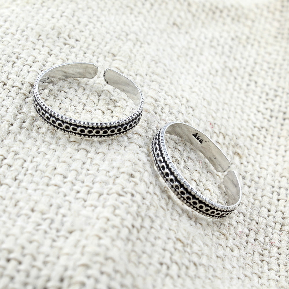 Real Sterling Silver Oxidized foot band Toe THUMB Rings- Pair