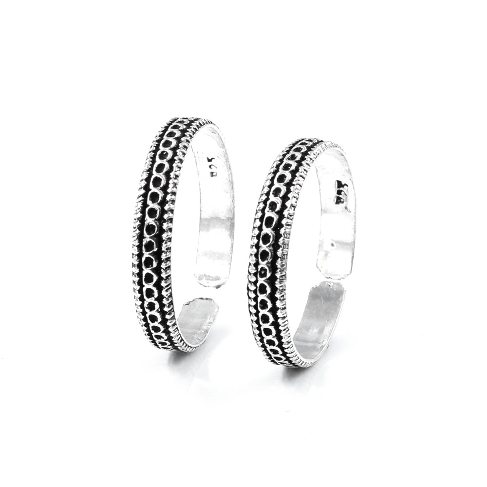 Real Sterling Silver Oxidized foot band Toe THUMB Rings- Pair