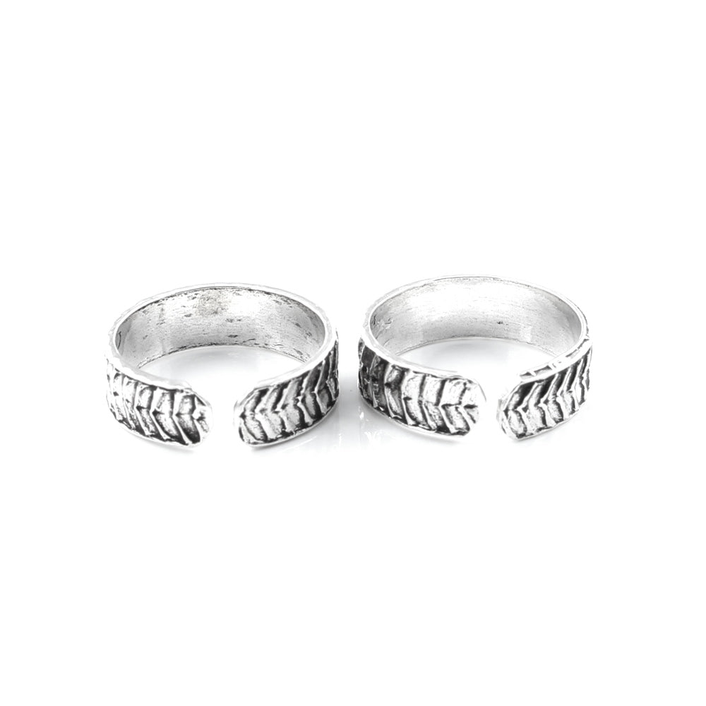 Ethnic Style Real 925 Silver Oxidized toe rings - Pair