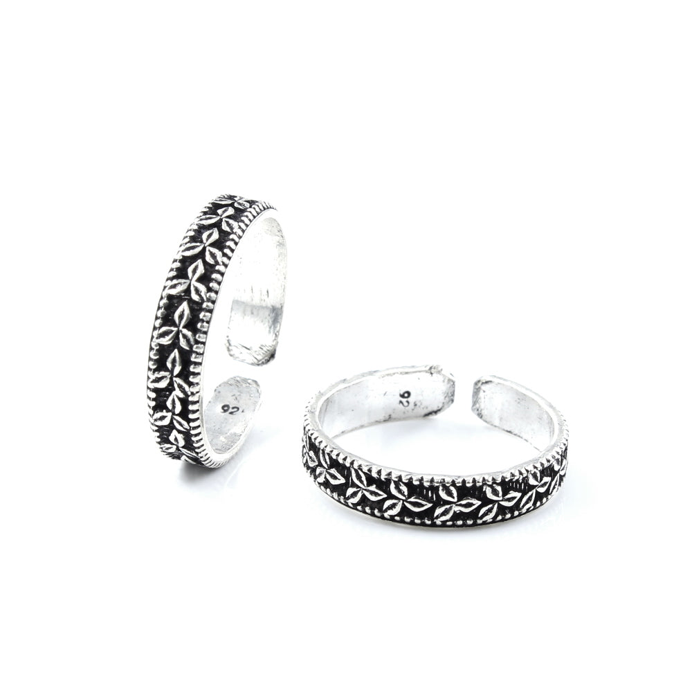 Real Sterling Silver Oxidized foot toe rings - Pair