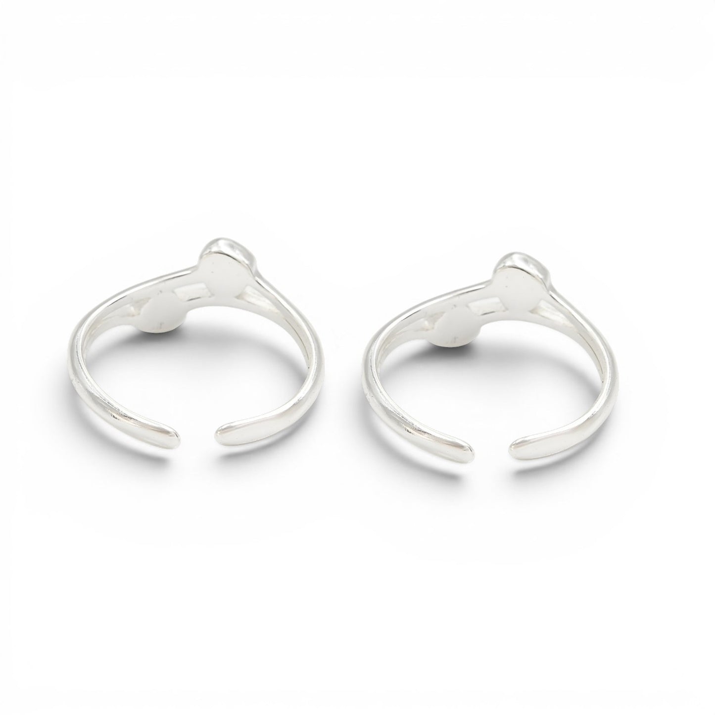 Elegance 925 Real Silver Women Double Heart Motif Toe Ring - Pair