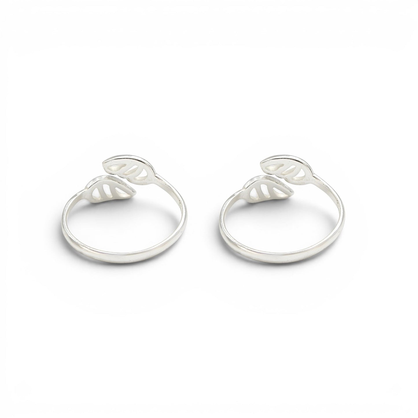 Authentic 925 Real Silver Women Leaf Adjustable Toe Ring - Pair