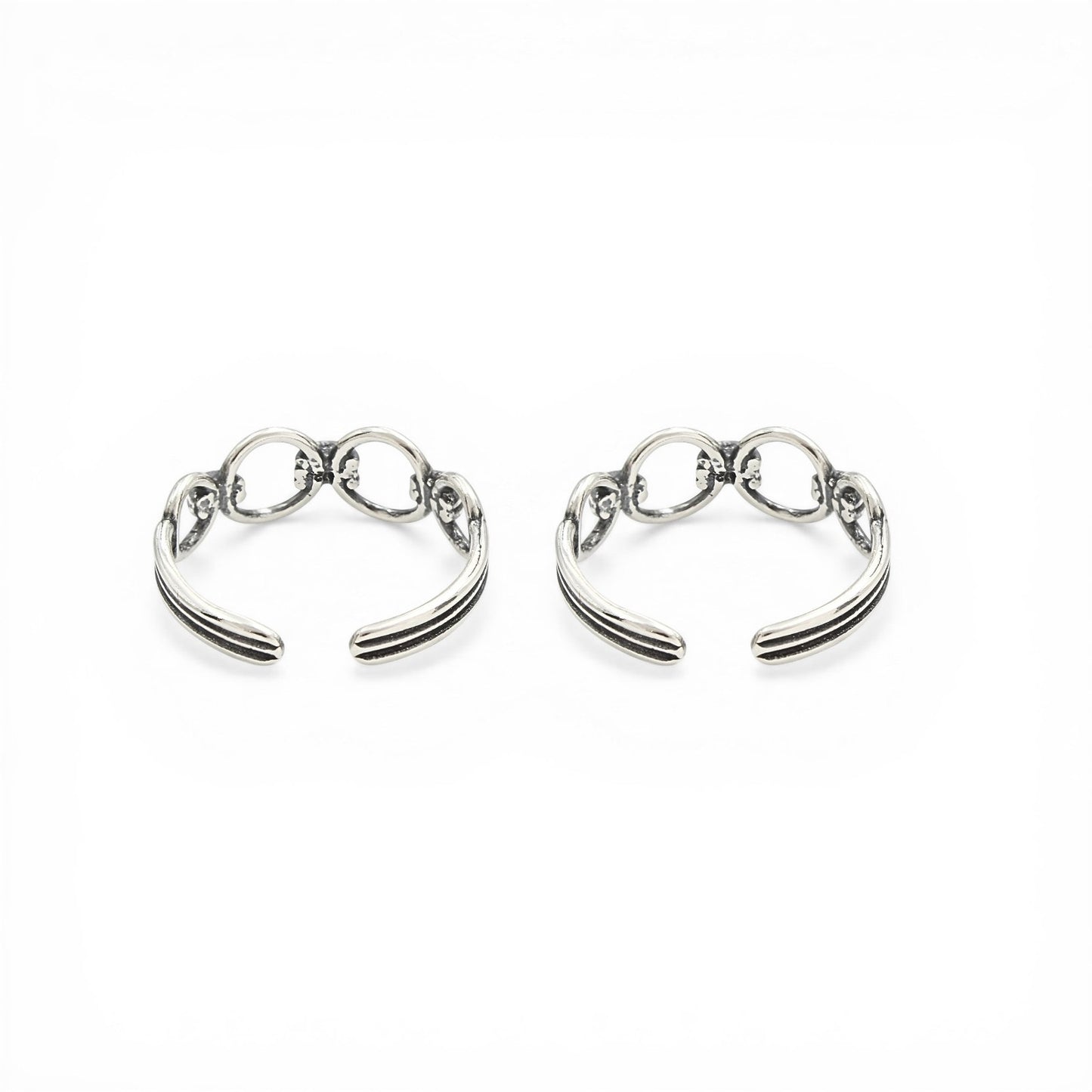 Beach wear 925 Real Silver Women Oxidized Link Design Toe Ring - Pair