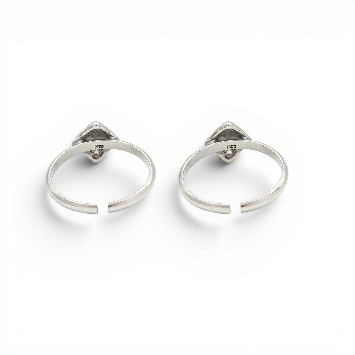 Oxidized 925 Real Silver Women Flower Design Toe Ring - Pair