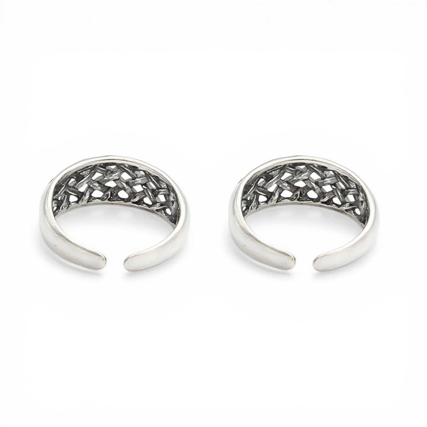 925 Real Sterling Silver Braided Weave Oxidized Toe Ring for Women