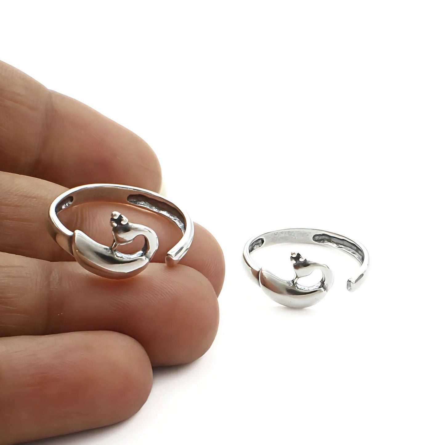 925 Real Sterling Silver women Oxidized Peacock Bichiya Toe Ring - Pair