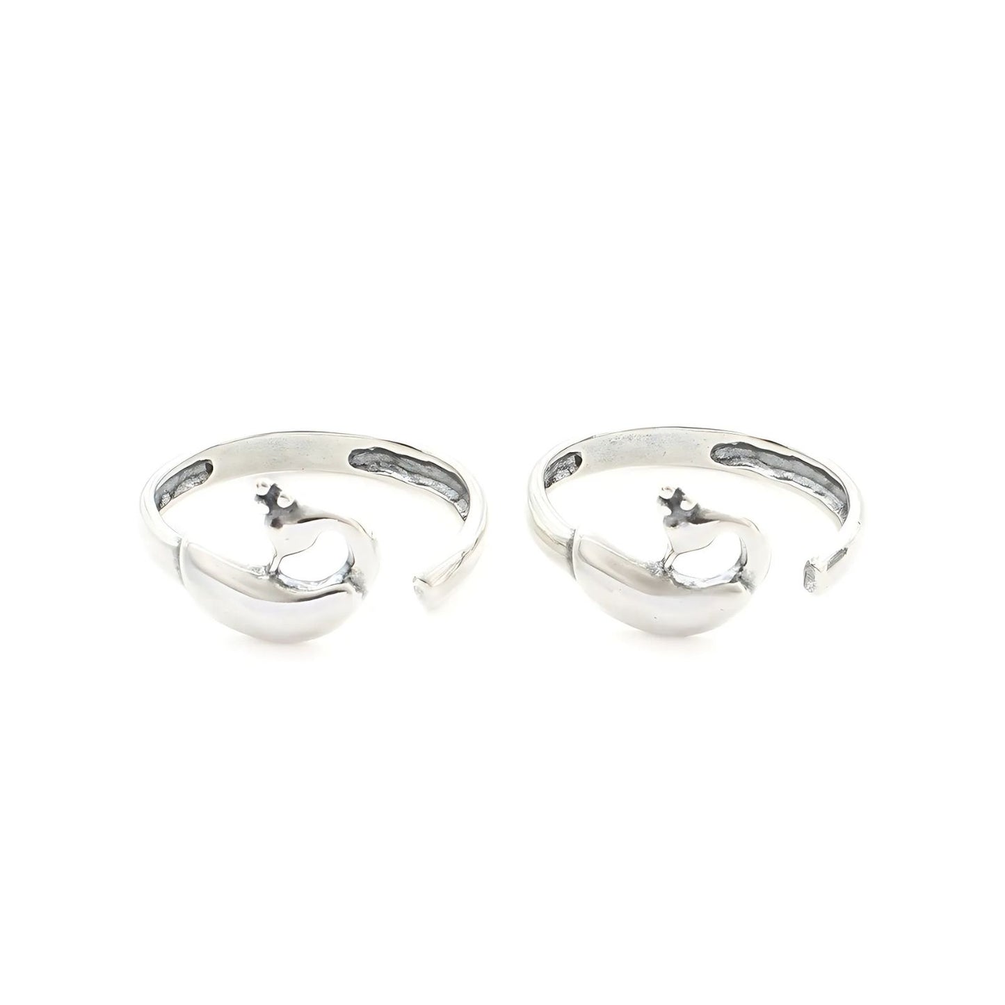 925 Real Sterling Silver women Oxidized Peacock Bichiya Toe Ring - Pair