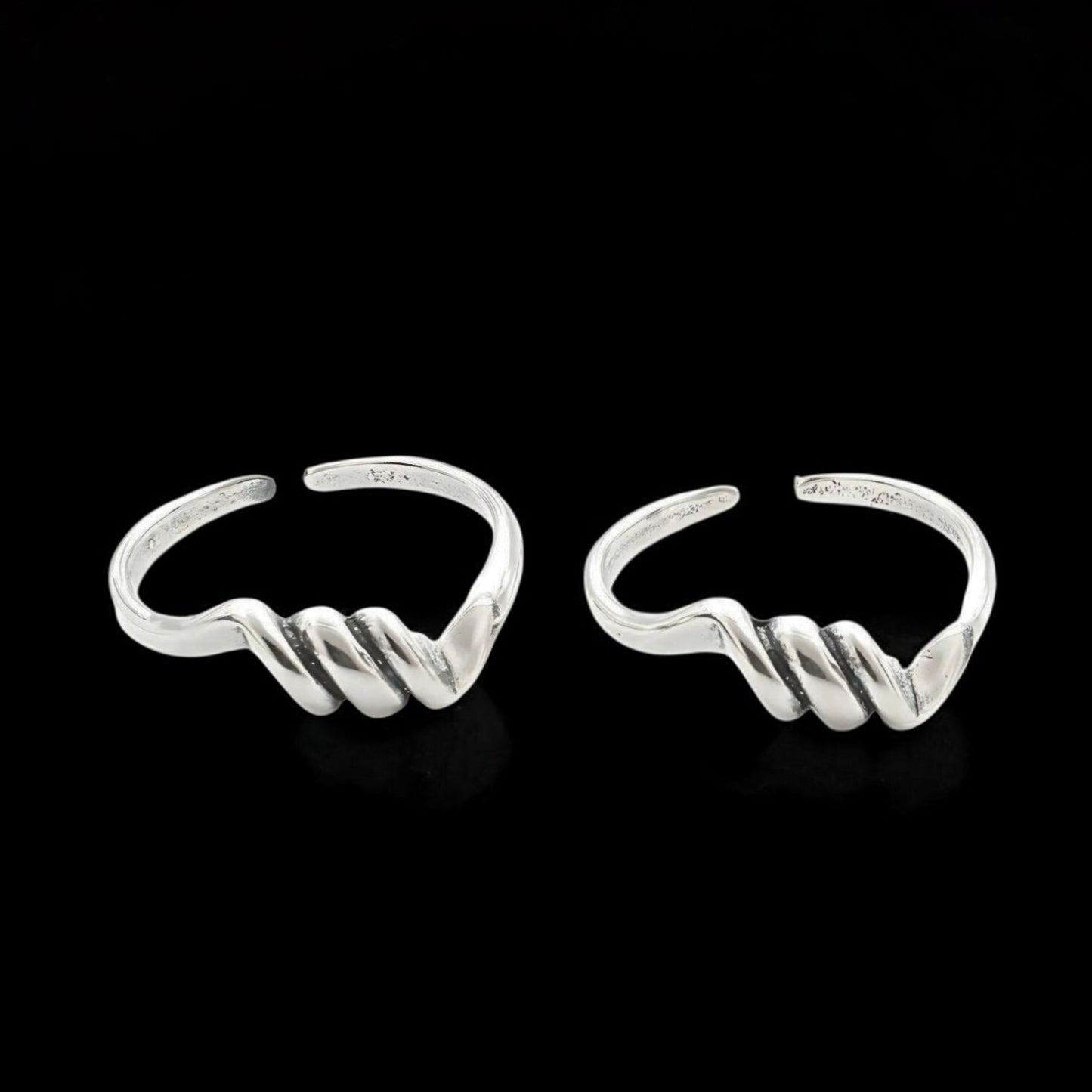 Beach wear 925 Real Sterling Silver women Oxidized Bichiya Toe Ring - Pair
