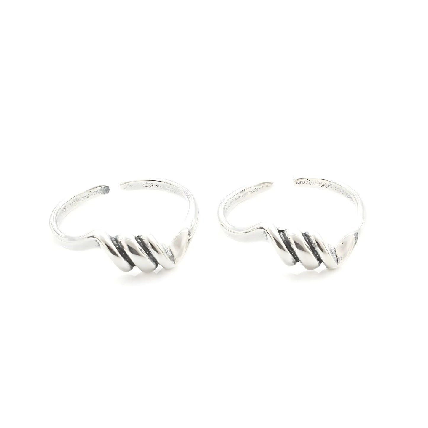 Beach wear 925 Real Sterling Silver women Oxidized Bichiya Toe Ring - Pair