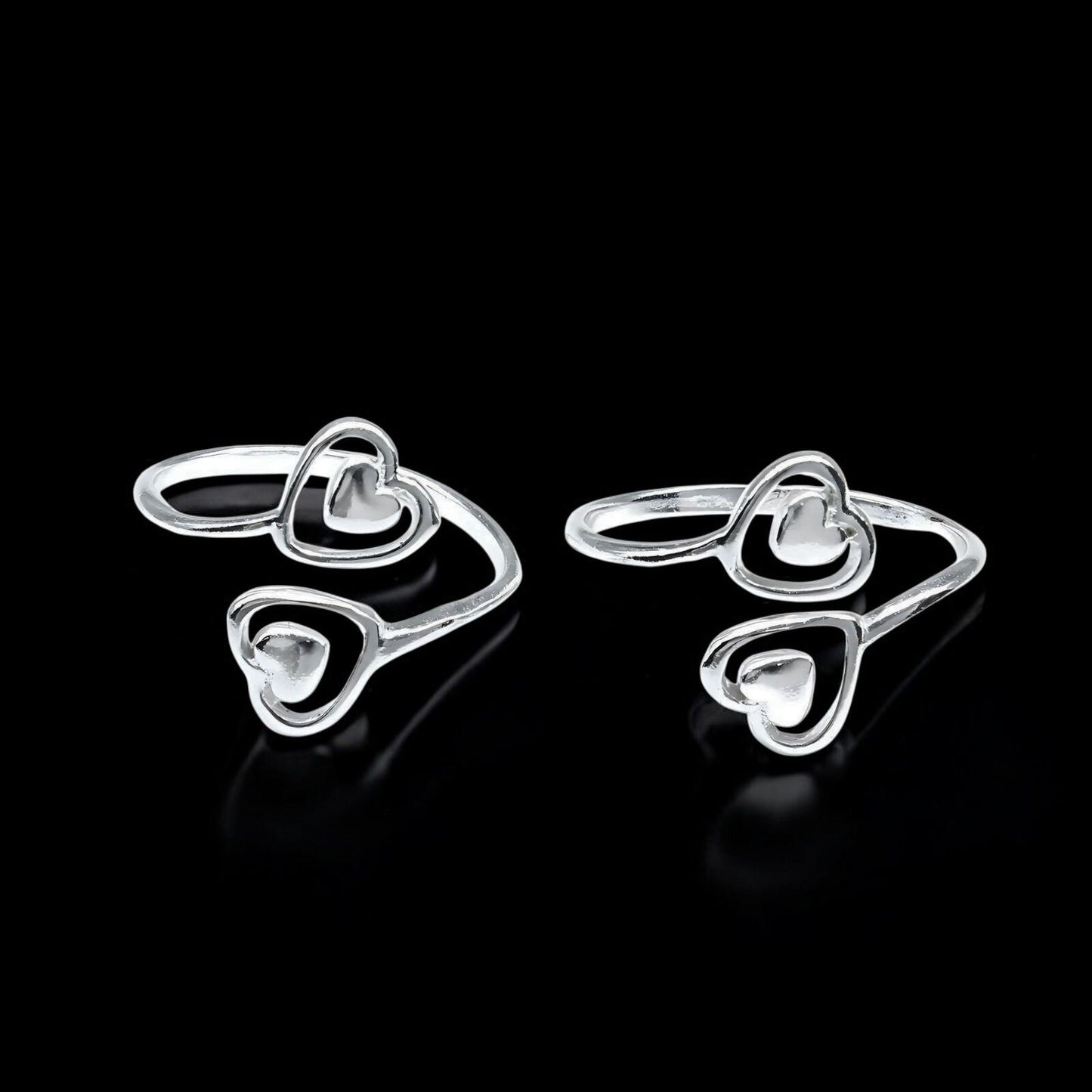 Excellent Heart style 925 Real Sterling Silver women Toe Ring - Pair