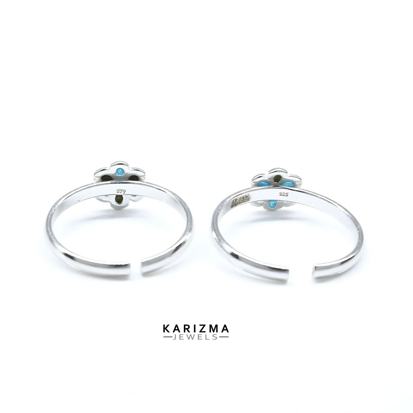 925 Real Sterling Silver women Enamel Floral handmade Toe Ring - Pair