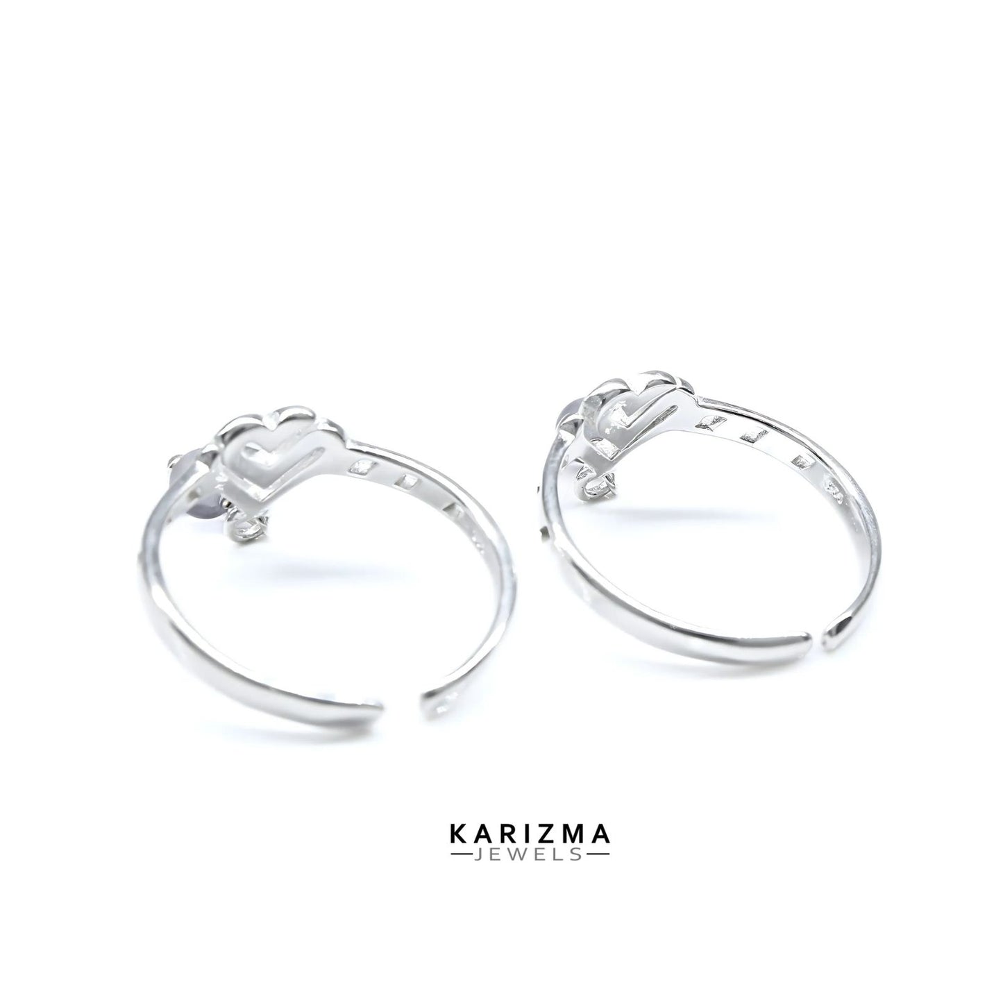 925 Real Sterling Silver women handmade party wear Heart Toe Ring - Pair