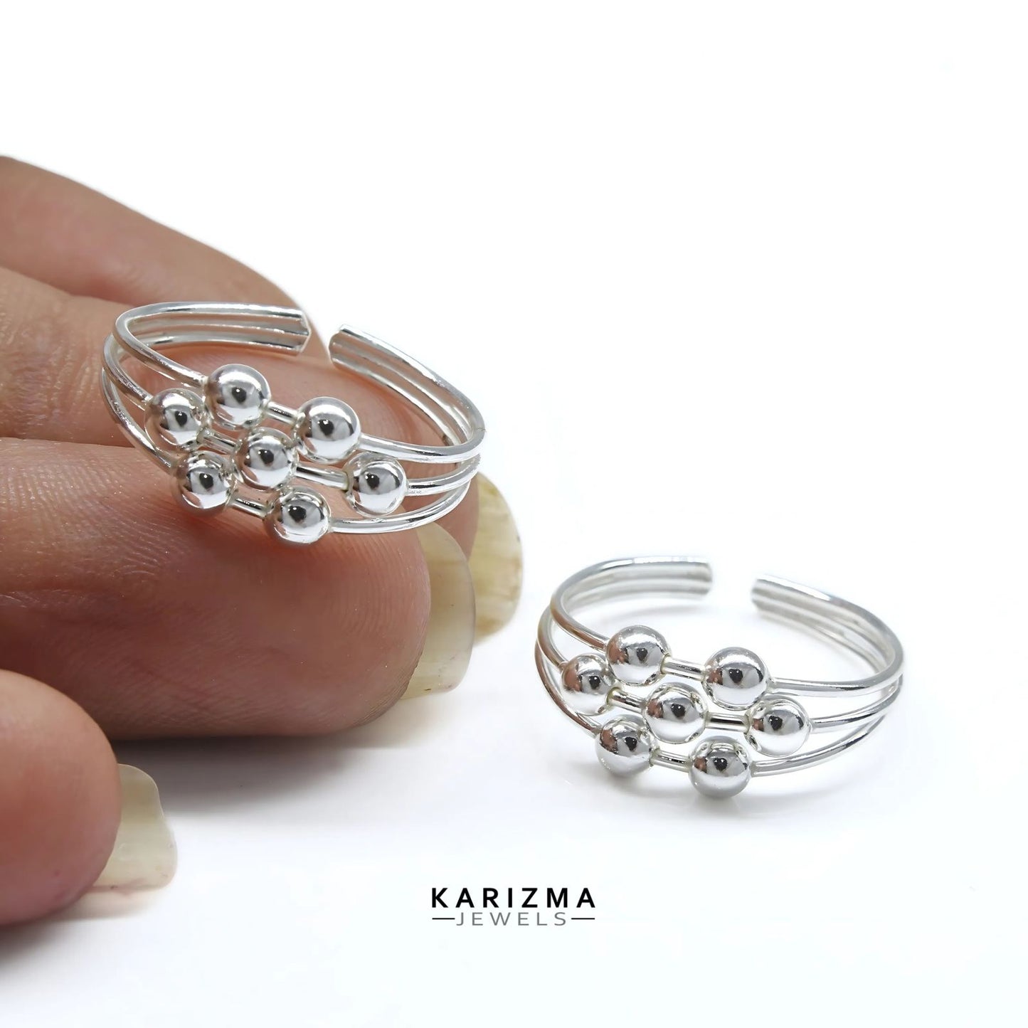 925 Real Sterling Silver women daily wear Ball Design Toe Ring - Pair