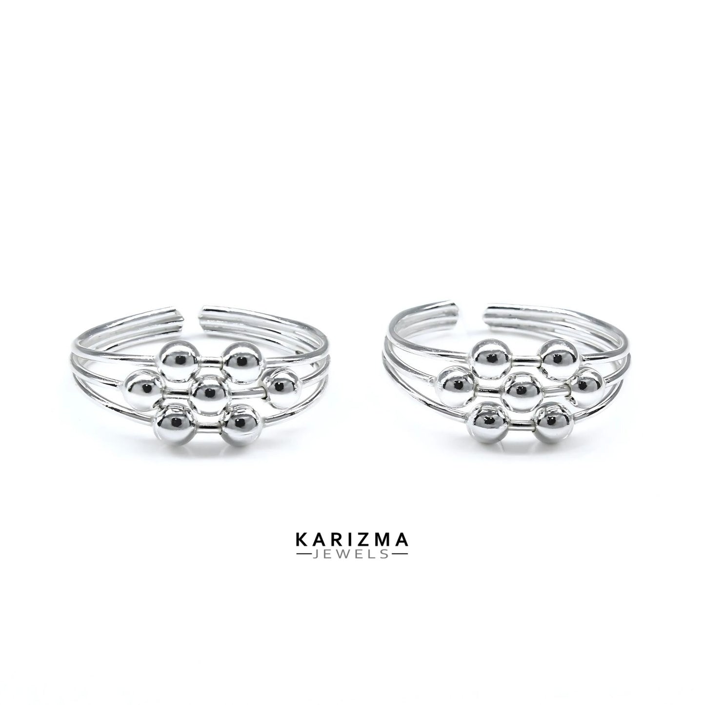 925 Real Sterling Silver women daily wear Ball Design Toe Ring - Pair
