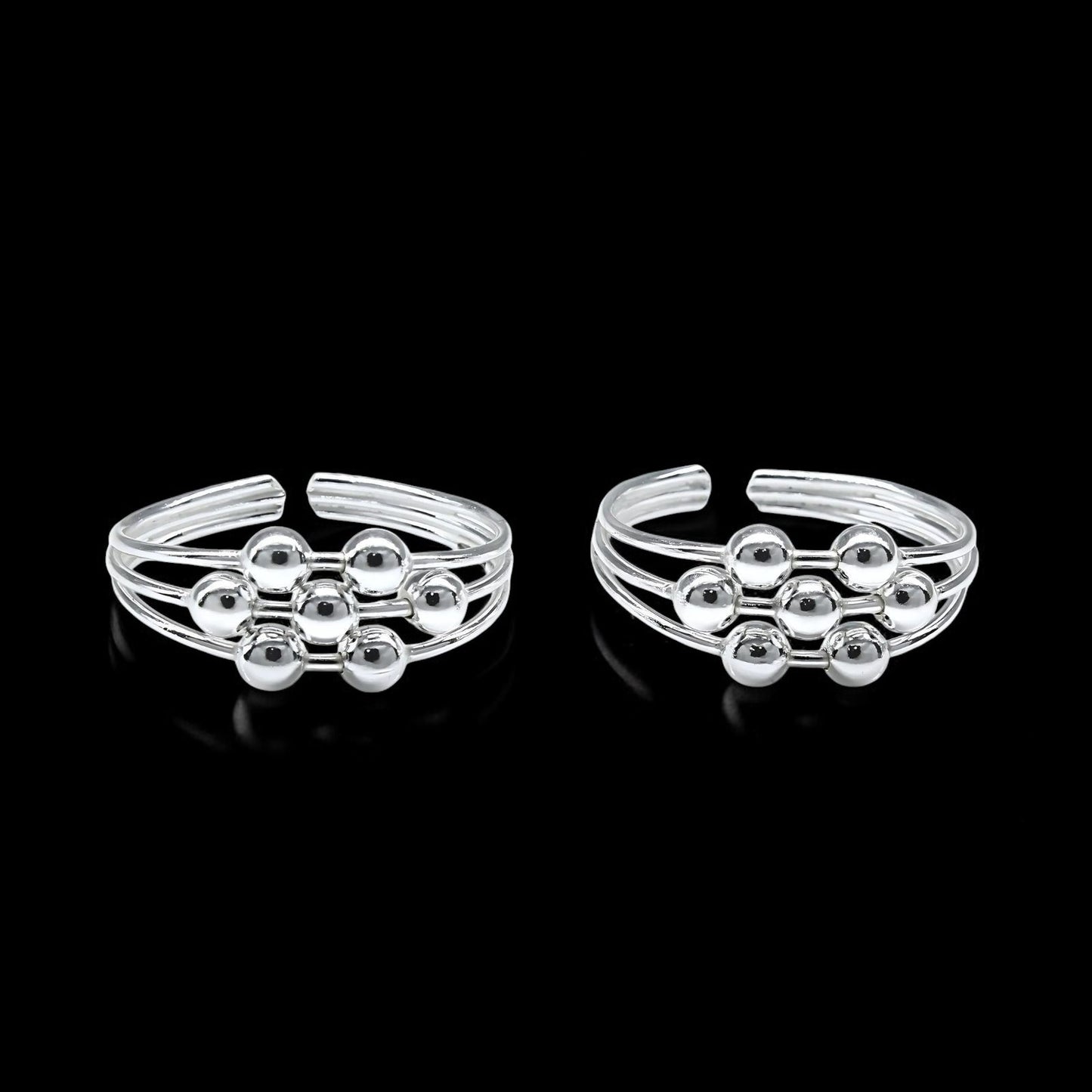 925 Real Sterling Silver women daily wear Ball Design Toe Ring - Pair