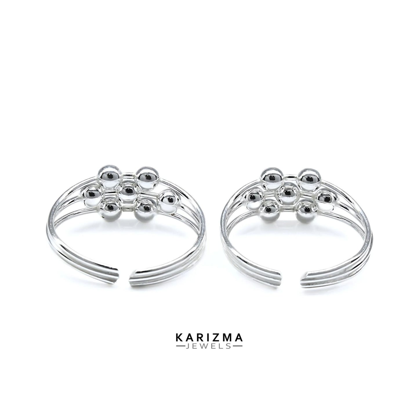 925 Real Sterling Silver women daily wear Ball Design Toe Ring - Pair
