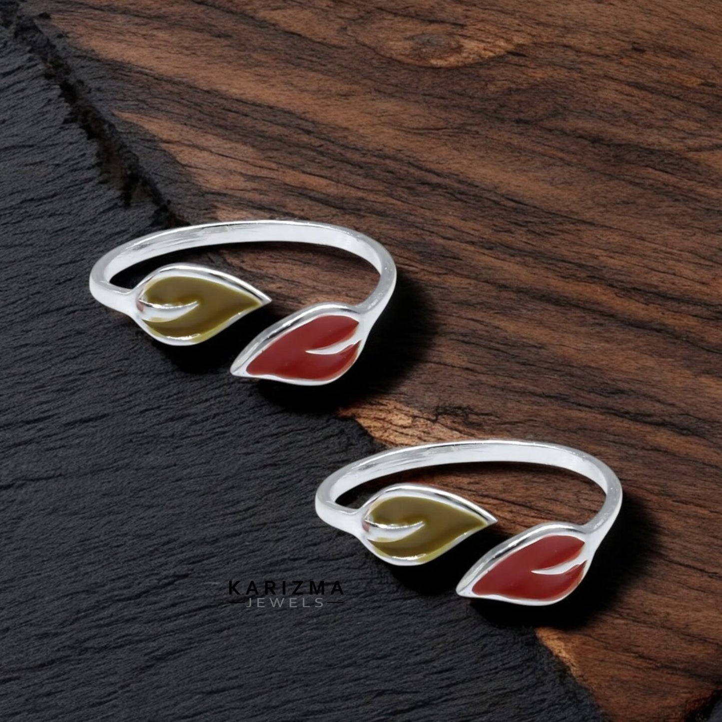 925 Real Sterling Silver women Adjustable Leaf Design Toe Ring - Pair