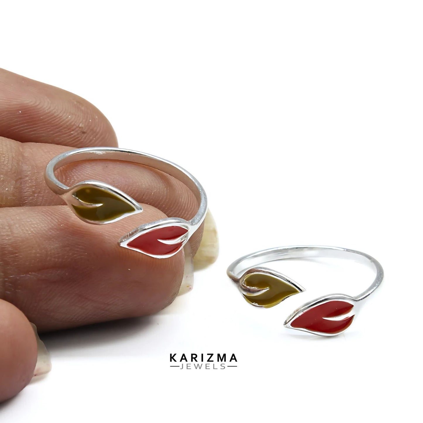 925 Real Sterling Silver women Adjustable Leaf Design Toe Ring - Pair