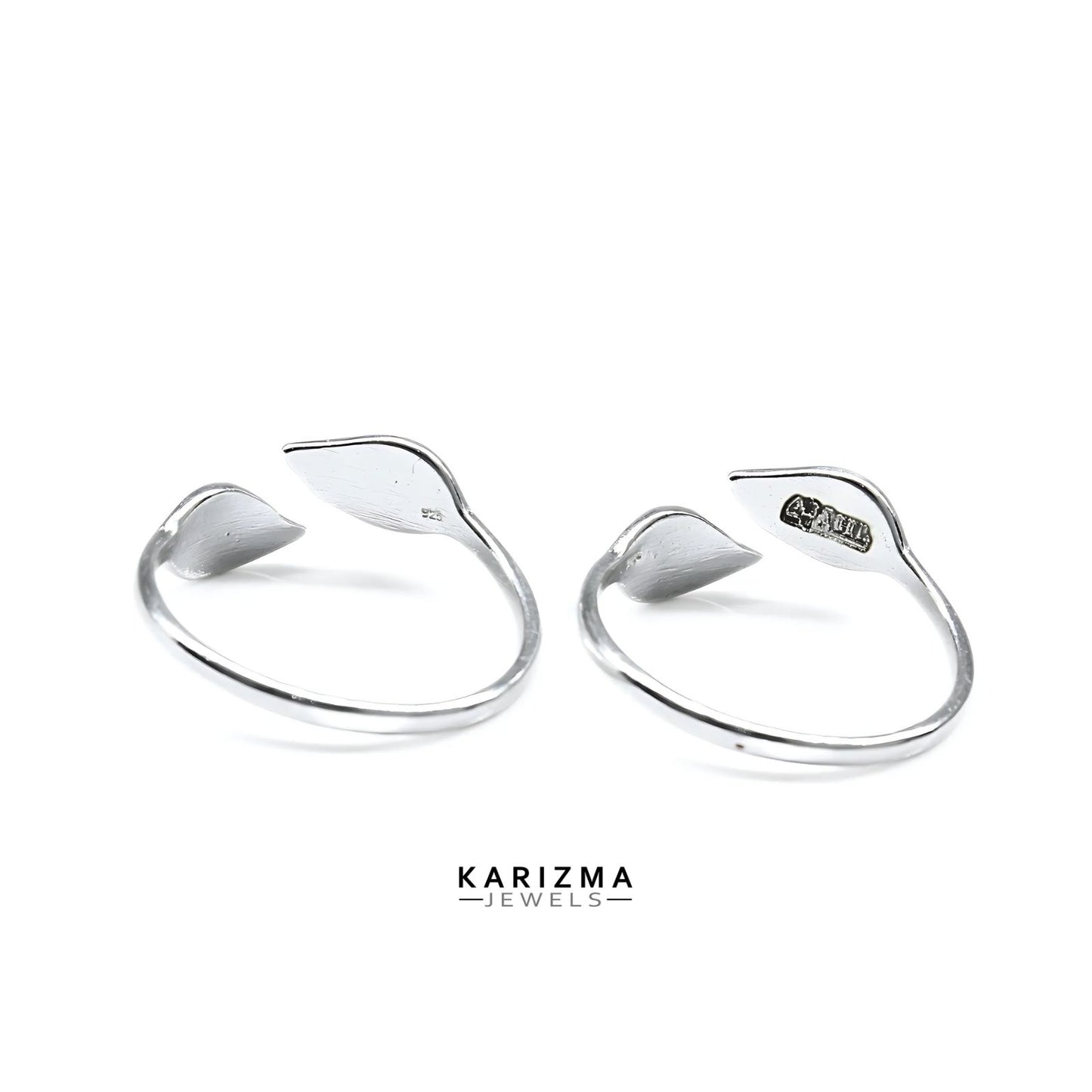 925 Real Sterling Silver women Adjustable Leaf Design Toe Ring - Pair