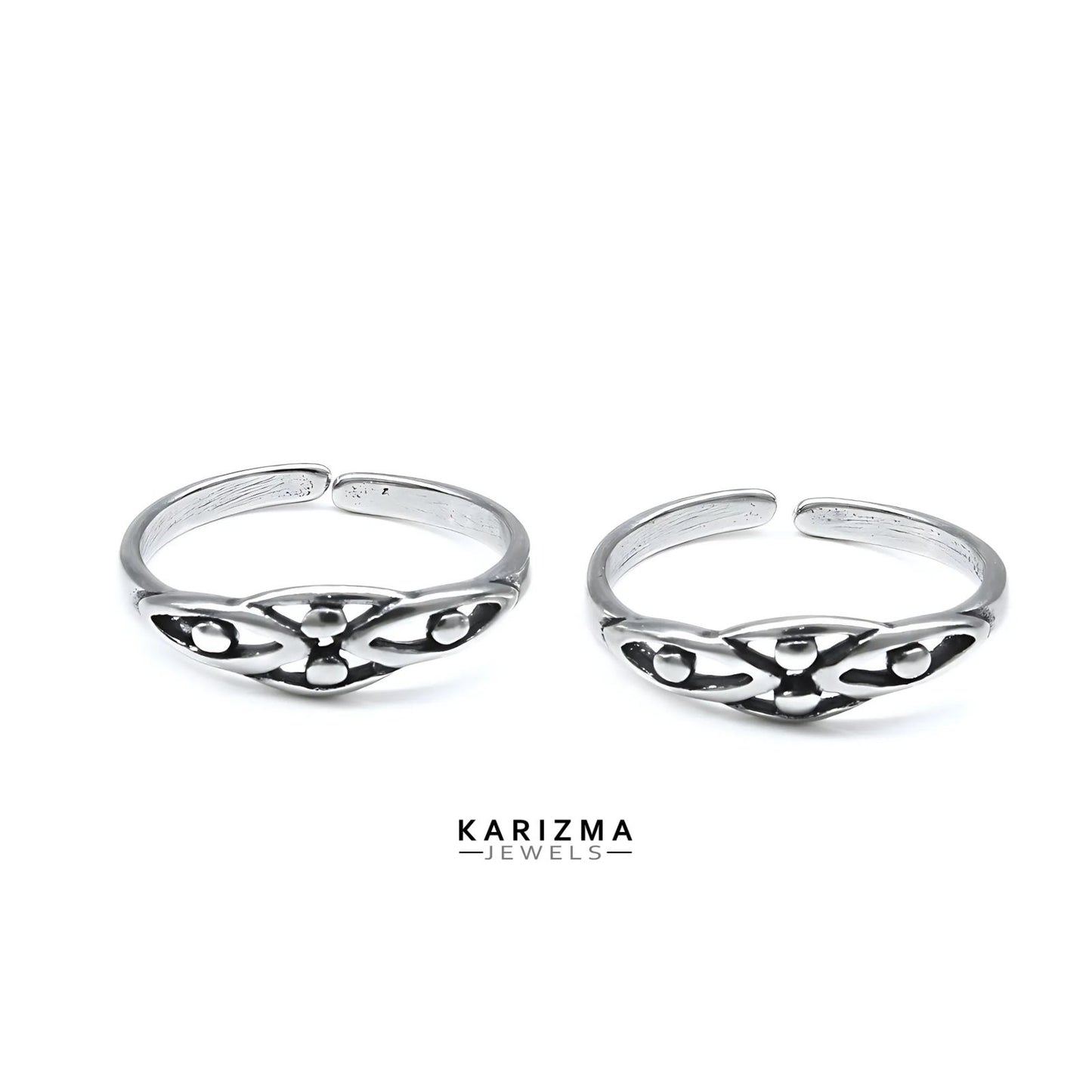 Daily wear 925 Real Sterling Silver women Adjustable Oxidized Toe Ring - Pair