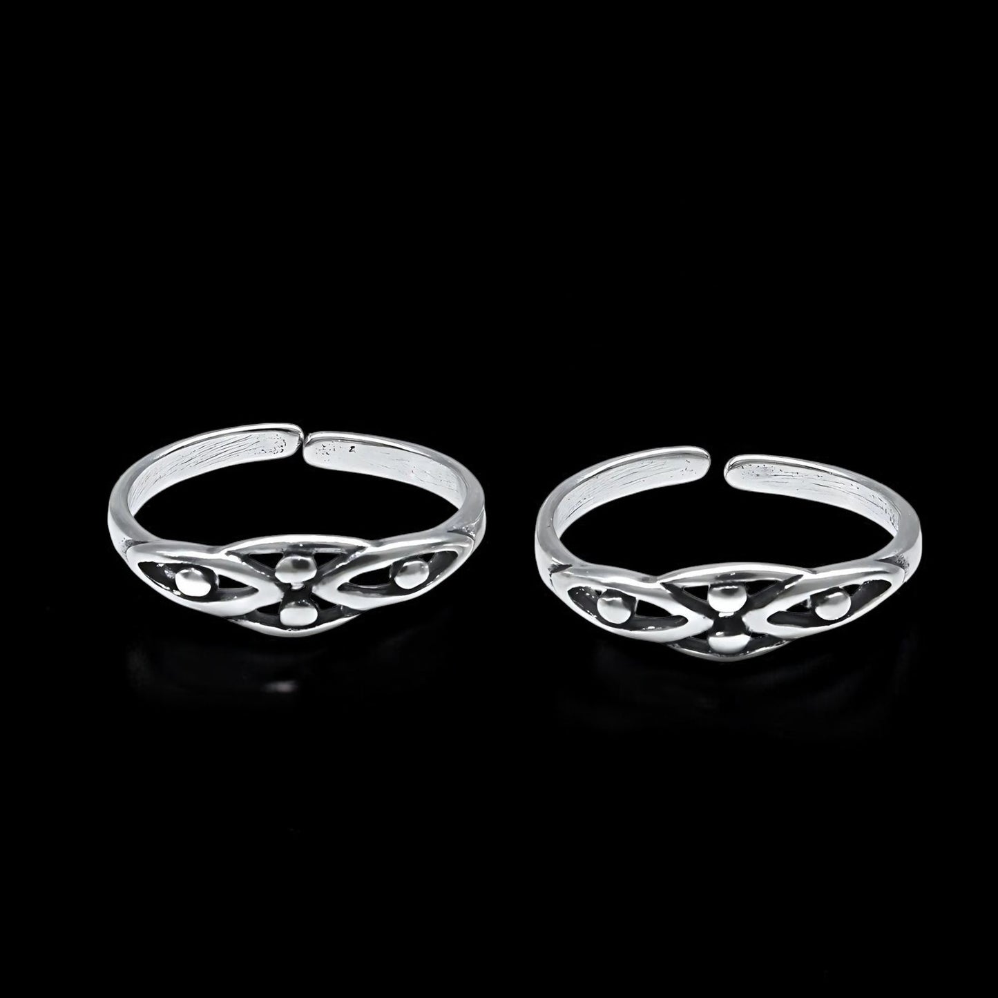 Daily wear 925 Real Sterling Silver women Adjustable Oxidized Toe Ring - Pair