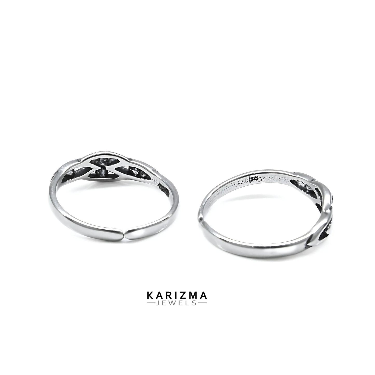 Daily wear 925 Real Sterling Silver women Adjustable Oxidized Toe Ring - Pair